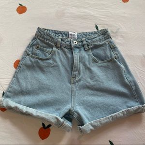 Princess Polly Light Wash Denim Mom Shorts